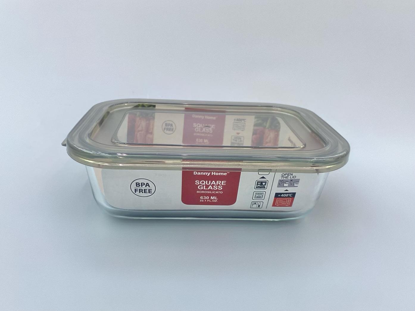 Boite de conservation rectangulaire en borosilicaté