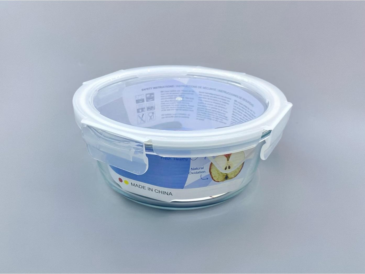 Boite de conservation ronde hermétique en verre borosilicaté