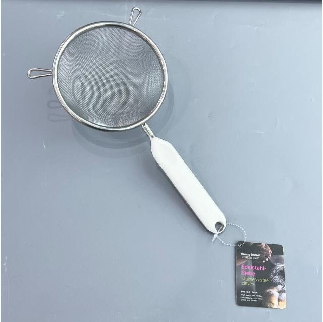 Tamis de cuisine - 14 cm - Acier inoxydable avec manche blanc
